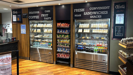 Norfolk and Norwich Hospital added Cossiga crystal clear acrylic hinged doors to their MULTIDECK DTG refrigerated cabinets