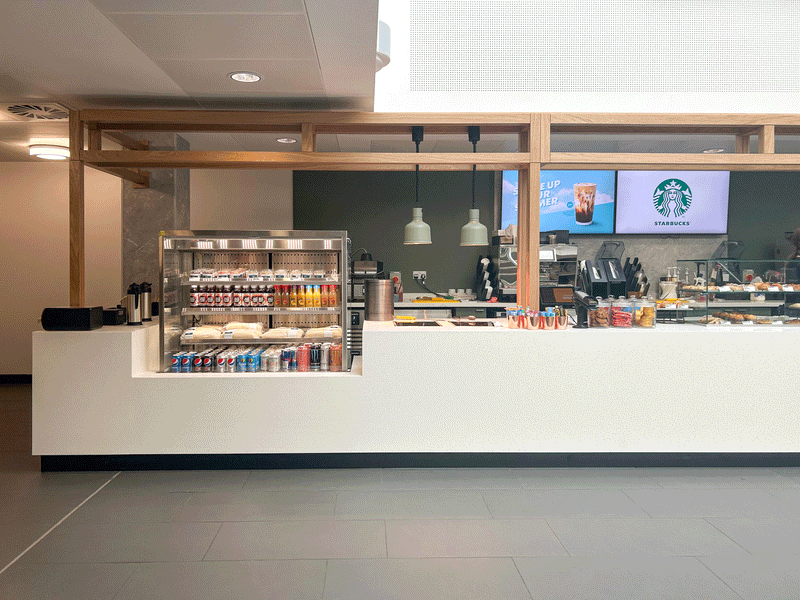 Starbucks Wing Racks Cossiga TTG multideck cabinets for Starbucks food-to-go